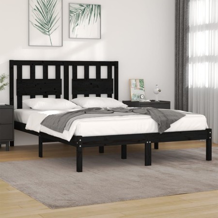 Estructura de cama madera maciza de pino negro 120x200 cm de vidaXL, Camas y somieres - Ref: Foro24-3103932, Precio: 152,76 €...