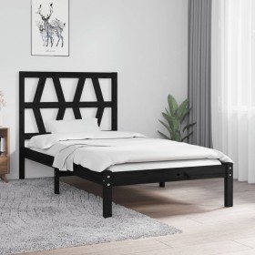 Estructura de cama madera maciza de pino negra 90x200 cm de vidaXL, Camas y somieres - Ref: Foro24-3103987, Precio: 100,99 €,...