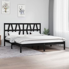 Estructura de cama madera maciza de pino negra 180x200 cm de vidaXL, Camas y somieres - Ref: Foro24-3104017, Precio: 178,99 €...