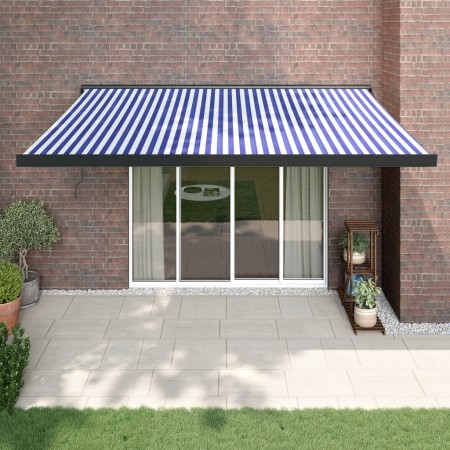 Toldo retráctil aluminio y tela azul y blanco 4x3 m de vidaXL, Toldos - Ref: Foro24-3154598, Precio: 722,88 €, Descuento: %