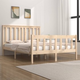 Estructura de cama madera maciza de pino 120x190 cm de vidaXL, Camas y somieres - Ref: Foro24-3103878, Precio: 115,16 €, Desc...