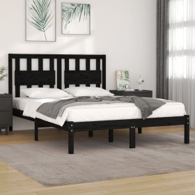 Solid black pine wood bed frame 150x200 cm by vidaXL, Beds and slatted bases - Ref: Foro24-3103942, Price: 180,28 €, Discount: %