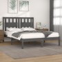 Estructura de cama de madera maciza de pino gris 140x190 cm de vidaXL, Camas y somieres - Ref: Foro24-3103915, Precio: 147,50...