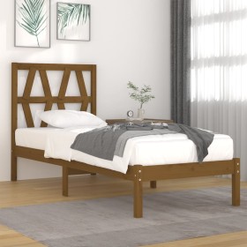 Solid pine wood bed frame honey brown 100x200 cm by vidaXL, Beds and slatted bases - Ref: Foro24-3103991, Price: 105,99 €, Di...