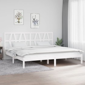 Solid white pine wood bed frame 200x200 cm by vidaXL, Beds and slatted bases - Ref: Foro24-3104019, Price: 137,40 €, Discount: %