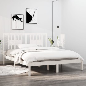 Solid white pine wood bed frame 160x200 cm by vidaXL, Beds and slatted bases - Ref: Foro24-3104074, Price: 137,76 €, Discount: %