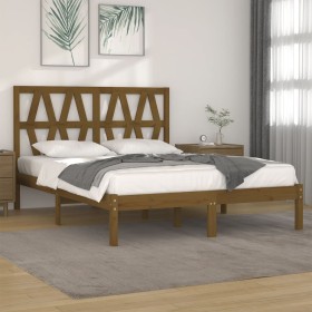 Estructura de cama madera maciza de pino marrón miel 160x200 cm de vidaXL, Camas y somieres - Ref: Foro24-3104011, Precio: 16...