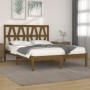 Honey brown solid pine wood bed frame 160x200 cm by vidaXL, Beds and slatted bases - Ref: Foro24-3104011, Price: 167,33 €, Di...