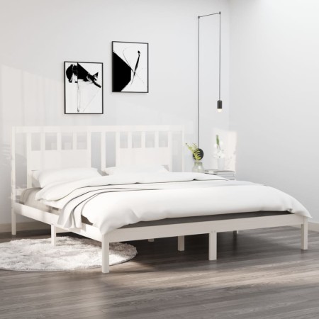 Estructura de cama madera maciza blanco Supe King 180x200 cm de vidaXL, Camas y somieres - Ref: Foro24-3104079, Precio: 149,6...