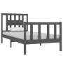 Gray solid wood single bed frame 90x190 cm by vidaXL, Beds and slatted bases - Ref: Foro24-3104095, Price: 98,99 €, Discount: %