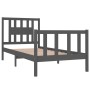 Gray solid wood single bed frame 90x190 cm by vidaXL, Beds and slatted bases - Ref: Foro24-3104095, Price: 98,99 €, Discount: %