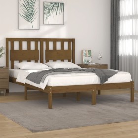 Solid pine wood bed frame super king brown 180x200 cm by vidaXL, Beds and slatted bases - Ref: Foro24-3103951, Price: 186,99 ...