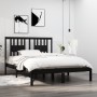 Black solid wood double bed frame 135x190 cm by vidaXL, Beds and slatted bases - Ref: Foro24-3104042, Price: 160,62 €, Discou...