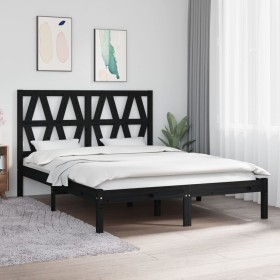 Solid black pine wood bed frame 140x200 cm by vidaXL, Beds and slatted bases - Ref: Foro24-3104002, Price: 159,99 €, Discount: %