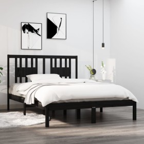 Solid black pine wood bed frame 140x190 cm by vidaXL, Beds and slatted bases - Ref: Foro24-3104047, Price: 159,99 €, Discount: %