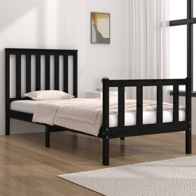 Estructura de cama madera maciza de pino negro 75x190 cm de vidaXL, Camas y somieres - Ref: Foro24-3103872, Precio: 129,28 €,...