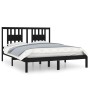 Black solid wood bed frame King Size 150x200 cm by vidaXL, Beds and slatted bases - Ref: Foro24-3104072, Price: 166,63 €, Dis...