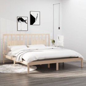 Estructura de cama de madera maciza de pino 200x200 cm de vidaXL, Camas y somieres - Ref: Foro24-3104083, Precio: 126,99 €, D...