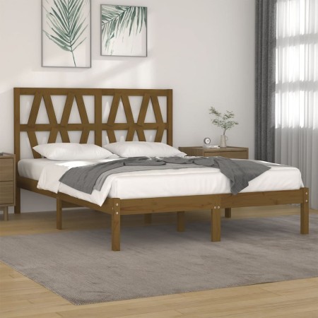 Estructura de cama madera maciza de pino marrón miel 150x200 cm de vidaXL, Camas y somieres - Ref: Foro24-3104006, Precio: 17...