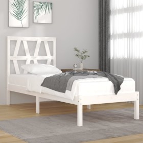 Solid white pine wood bed frame 90x200 cm by vidaXL, Beds and slatted bases - Ref: Foro24-3103984, Price: 88,49 €, Discount: %