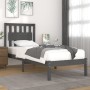 Solid gray pine wood bed frame 100x200 cm by vidaXL, Beds and slatted bases - Ref: Foro24-3103925, Price: 109,21 €, Discount: %