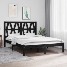 Solid black pine wood bed frame 140x190 cm by vidaXL, Beds and slatted bases - Ref: Foro24-3103982, Price: 156,32 €, Discount: %