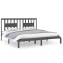 Gray solid wood double bed frame 180x200 cm by vidaXL, Beds and slatted bases - Ref: Foro24-3104080, Price: 178,99 €, Discoun...