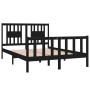 Estructura de cama de madera maciza negra 140x190 cm de vidaXL, Camas y somieres - Ref: Foro24-3104112, Precio: 172,73 €, Des...