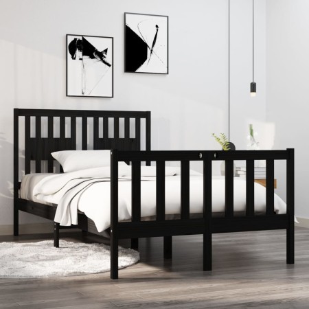 Estructura de cama madera maciza negra 120x190 cm de vidaXL, Camas y somieres - Ref: Foro24-3104102, Precio: 169,57 €, Descue...