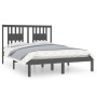 Double gray solid wood bed frame 135x190 cm by vidaXL, Beds and slatted bases - Ref: Foro24-3104040, Price: 155,26 €, Discoun...