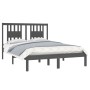 Double gray solid wood bed frame 135x190 cm by vidaXL, Beds and slatted bases - Ref: Foro24-3104040, Price: 155,26 €, Discoun...