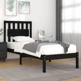 Solid black pine wood bed frame 100x200 cm by vidaXL, Beds and slatted bases - Ref: Foro24-3103927, Price: 125,99 €, Discount: %