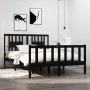 Black solid wood double bed frame 135x190 cm by vidaXL, Beds and slatted bases - Ref: Foro24-3104107, Price: 176,03 €, Discou...