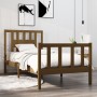 Honey brown solid wood single bed frame 75x190 cm by vidaXL, Beds and slatted bases - Ref: Foro24-3104091, Price: 109,67 €, D...