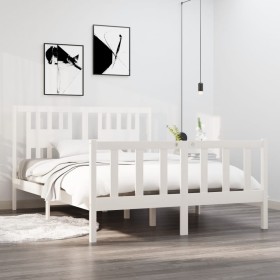 Estructura de cama de madera maciza blanca 140x190 cm de vidaXL, Camas y somieres - Ref: Foro24-3104109, Precio: 141,78 €, De...