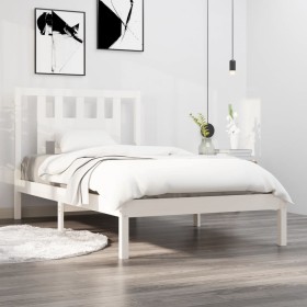 Solid white pine wood bed frame 90x200 cm by vidaXL, Beds and slatted bases - Ref: Foro24-3104049, Price: 91,99 €, Discount: %