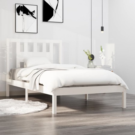 Estructura de cama madera maciza de pino blanco 90x200 cm de vidaXL, Camas y somieres - Ref: Foro24-3104049, Precio: 90,69 €,...