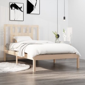 Estructura de cama de madera maciza de pino 90x200 cm de vidaXL, Camas y somieres - Ref: Foro24-3104048, Precio: 82,12 €, Des...