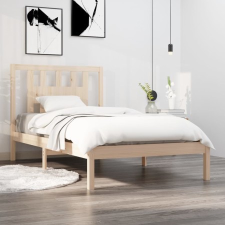 Estructura de cama de madera maciza de pino 90x200 cm de vidaXL, Camas y somieres - Ref: Foro24-3104048, Precio: 85,70 €, Des...