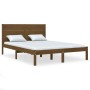 Estructura de cama doble madera maciza marrón miel 135x190 cm de vidaXL, Camas y somieres - Ref: Foro24-3104131, Precio: 150,...