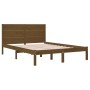 Estructura de cama doble madera maciza marrón miel 135x190 cm de vidaXL, Camas y somieres - Ref: Foro24-3104131, Precio: 150,...