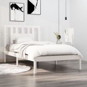 Estructura de cama madera maciza de pino blanco 100x200 cm de vidaXL, Camas y somieres - Ref: Foro24-3104054, Precio: 89,99 €...