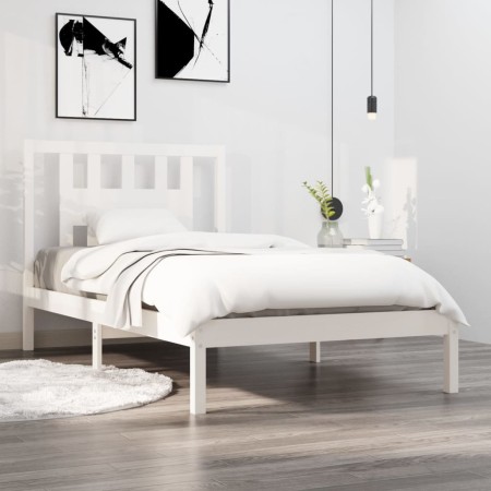 Solid white pine wood bed frame 100x200 cm by vidaXL, Beds and slatted bases - Ref: Foro24-3104054, Price: 89,99 €, Discount: %