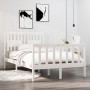 Small double bed frame white solid wood 120x190cm by vidaXL, Beds and slatted bases - Ref: Foro24-3104099, Price: 142,60 €, D...