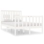 Small double bed frame white solid wood 120x190cm by vidaXL, Beds and slatted bases - Ref: Foro24-3104099, Price: 142,60 €, D...