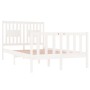 Small double bed frame white solid wood 120x190cm by vidaXL, Beds and slatted bases - Ref: Foro24-3104099, Price: 142,60 €, D...