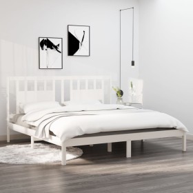 Solid white pine wood bed frame 200x200 cm by vidaXL, Beds and slatted bases - Ref: Foro24-3104084, Price: 137,99 €, Discount: %