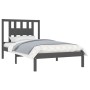 Solid gray pine wood bed frame 100x200 cm by vidaXL, Beds and slatted bases - Ref: Foro24-3104055, Price: 96,22 €, Discount: %