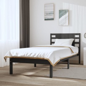 Estructura de cama madera maciza de pino gris 90x200 cm de vidaXL, Camas y somieres - Ref: Foro24-3104205, Precio: 105,99 €, ...