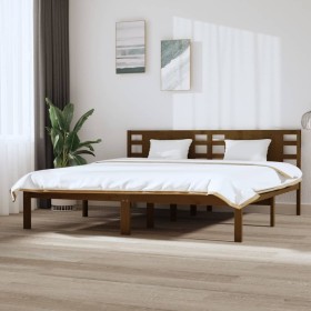 Estructura de cama madera maciza de pino marrón miel 200x200 cm de vidaXL, Camas y somieres - Ref: Foro24-3104241, Precio: 16...